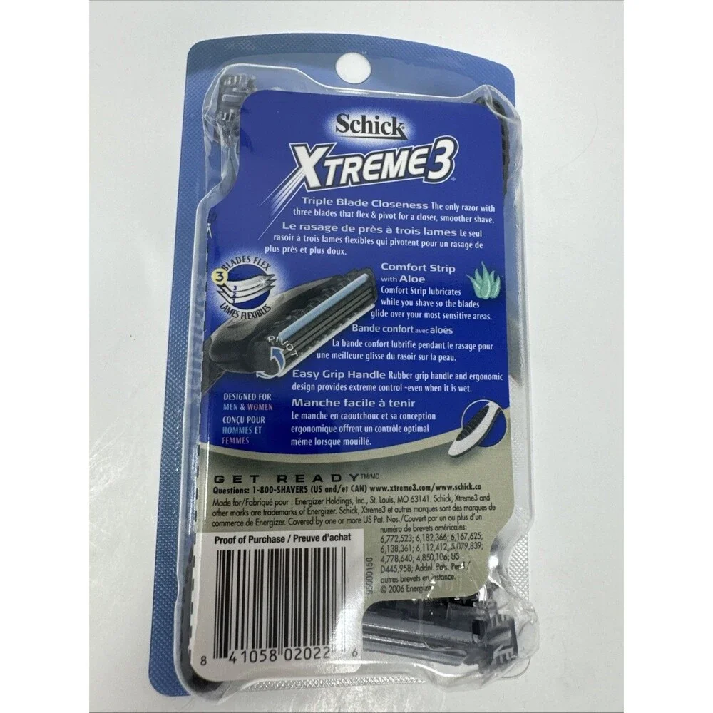 LOT OF 2 Schick Xtreme 3 Refresh Disposable Razor 4 pack Sensitive 8 total razor